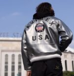 Avirex Metallic Silver Leather Jacket