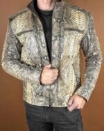 Python Leather Jacket Men