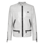 PHILIPP PLEIN PYTHON LEATHER MOTO JACKET LUXURY