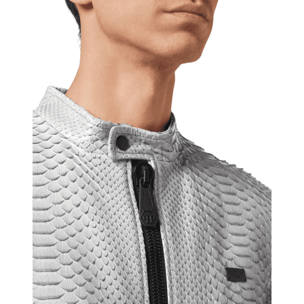 PHILIPP PLEIN PYTHON LEATHER MOTO JACKET LUXURY