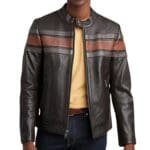 DALE RETRO STRIPED LEATHER JACKET