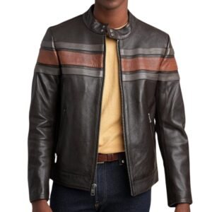 DALE RETRO STRIPED LEATHER JACKET