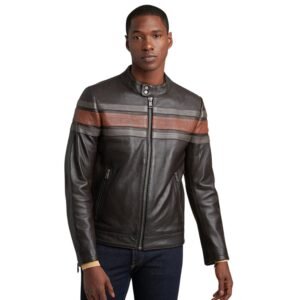 DALE RETRO STRIPED LEATHER JACKET