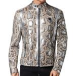 PYTHON LEATHER MOTO JACKET