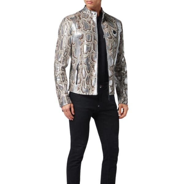 PYTHON LEATHER MOTO JACKET