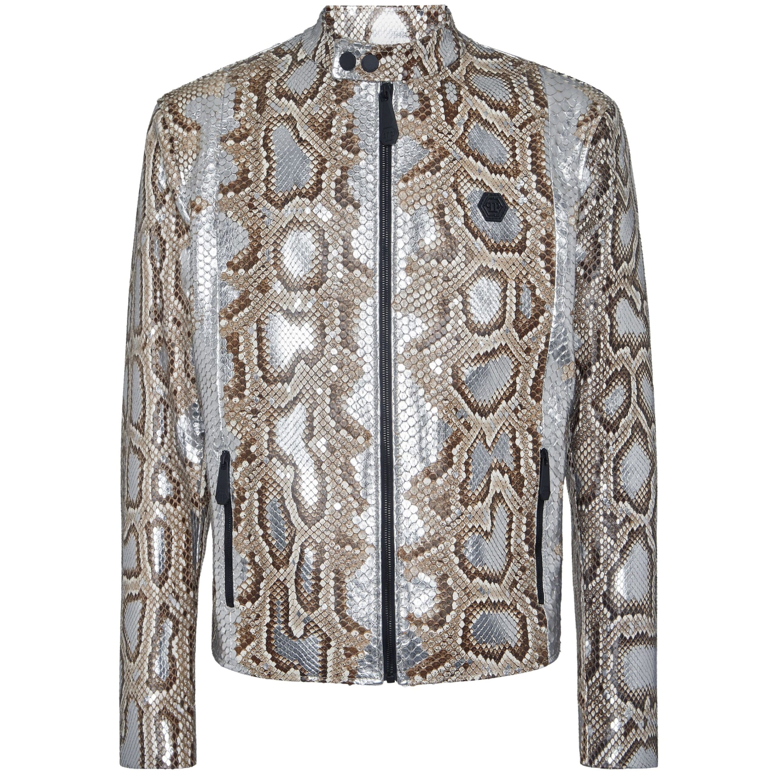 PYTHON LEATHER MOTO JACKET