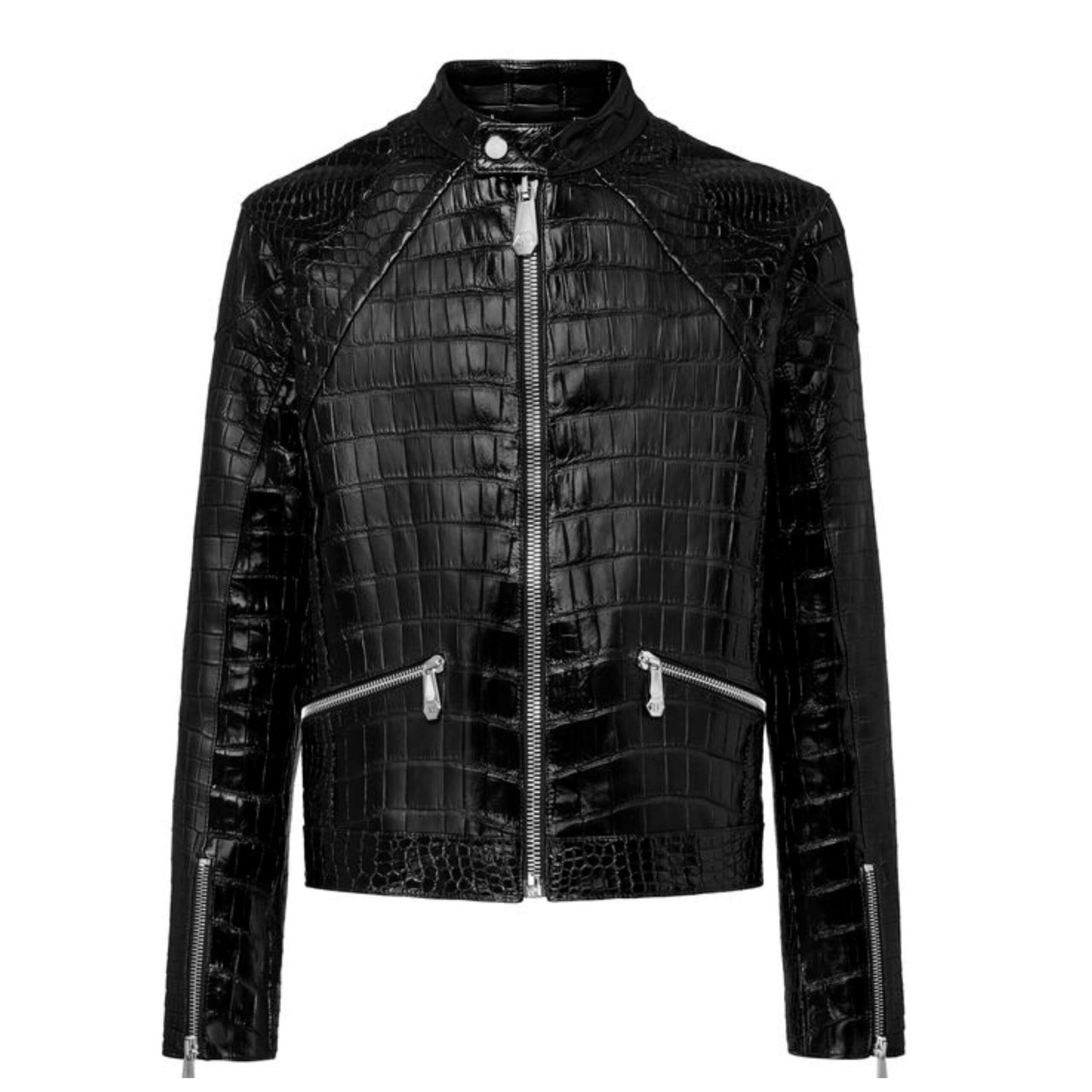 Philipp Plein LEATHER CROCODILE JACKET LUXURY