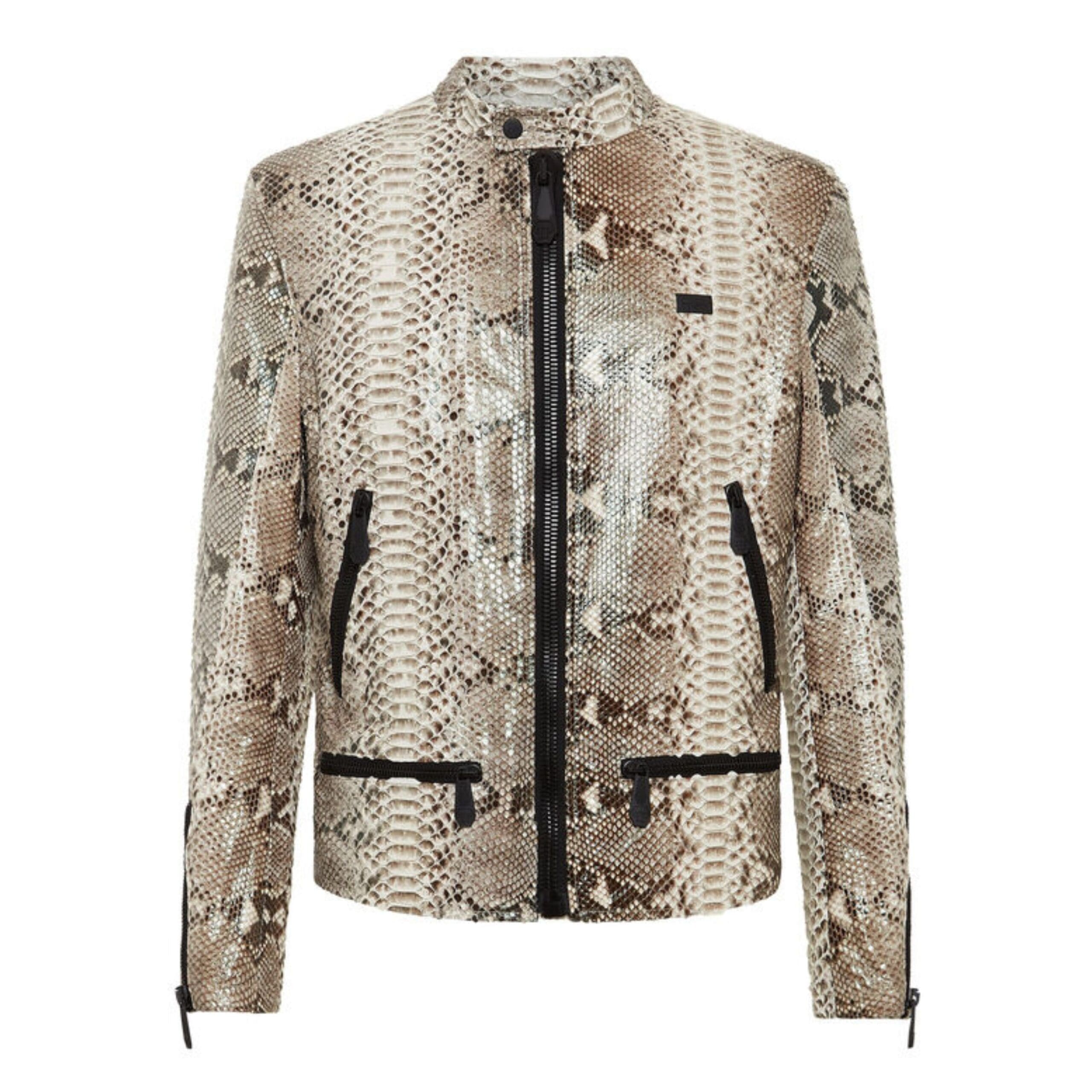 PHILIPP PLEIN PYTHON LEATHER MOTO JACKET LUXURYPYTHON LEATHER MOTO JACKET LUXURY