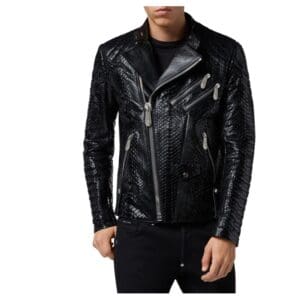 PHILIPP PLEIN LEATHER BIKER SLIM FIT LUXURY