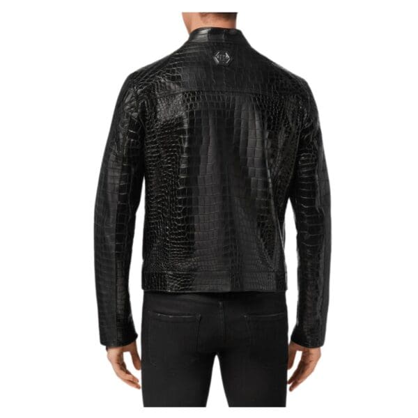 Philipp Plein LEATHER CROCODILE JACKET LUXURY