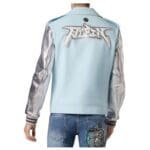 PHILIPP PLIEN WOOLEN CLOTH BIKER WITH LEATHER ARMS GRAPHIC PLEIN