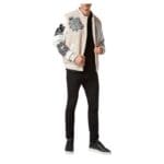 Philipp Plein WOOLEN CLOTH COLLEGE BOMBER WITH LEATHER ARMS BULLDOGS