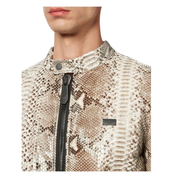 PHILIPP PLEIN PYTHON LEATHER MOTO JACKET LUXURY - Image 5