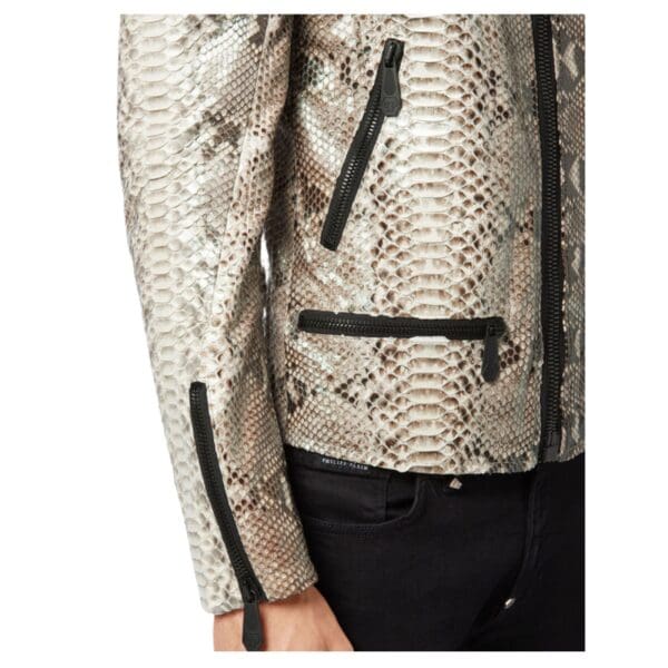 PHILIPP PLEIN PYTHON LEATHER MOTO JACKET LUXURYPYTHON LEATHER MOTO JACKET LUXURY