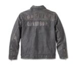 Men's Gas & Oil Leather Jacket - Washed Black