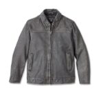 Men's Gas & Oil Leather Jacket - Washed Black