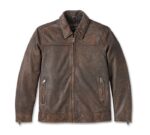 HARLEY DAVIDSON MENS GAS AND OIL LEATHER JACKET BROWN