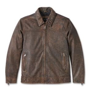 HARLEY DAVIDSON MENS GAS AND OIL LEATHER JACKET BROWN