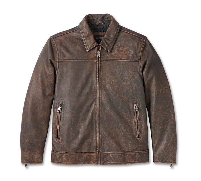 HARLEY DAVIDSON MENS GAS AND OIL LEATHER JACKET BROWN HARLEY DAVIDSON MENS GAS AND OIL LEATHER JACKET BROWN