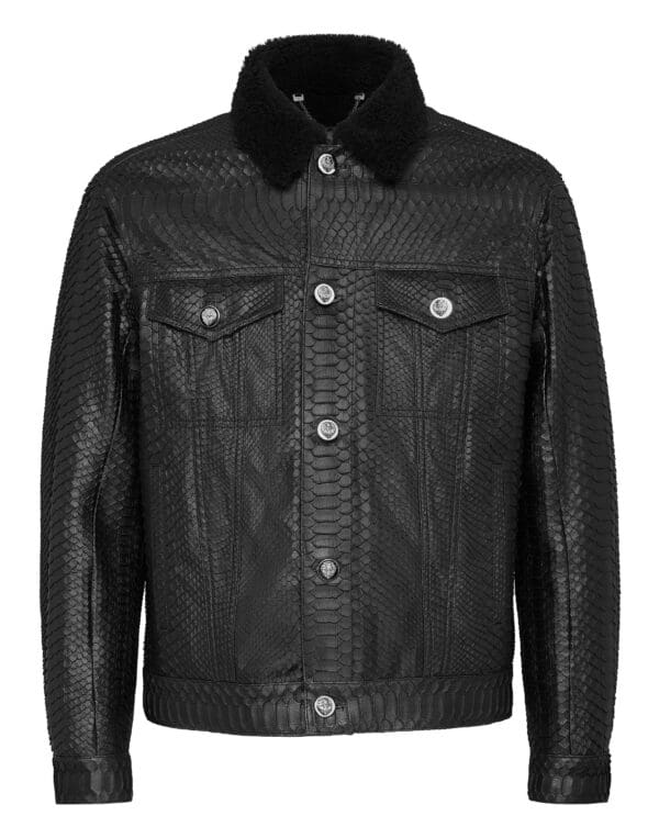 BILLIONAIRE LEATHER JACKET WITH PYTHON LUXURY - Image 2