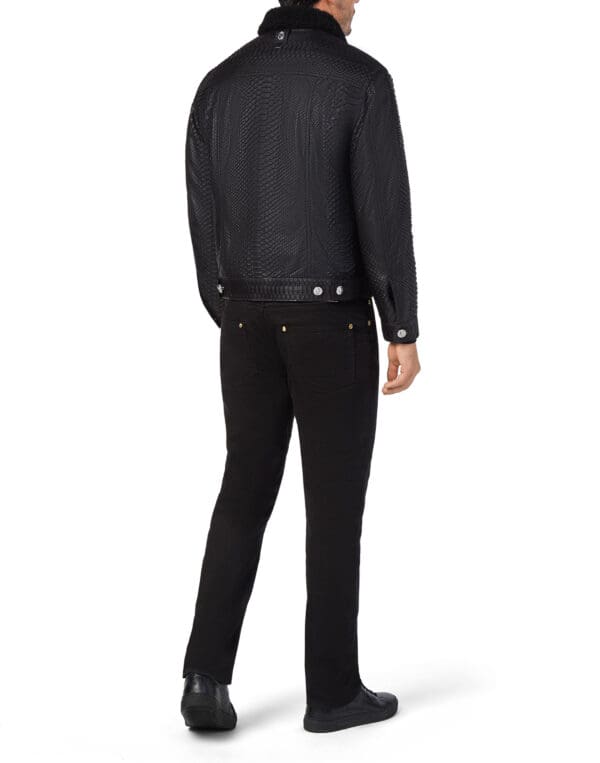 BILLIONAIRE LEATHER JACKET WITH PYTHON LUXURY - Image 3