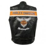 RIDING HARLEY DAVIDSON MEN’S BLACK BIKER MOTORCYCLE GENUINE LEATHER VEST