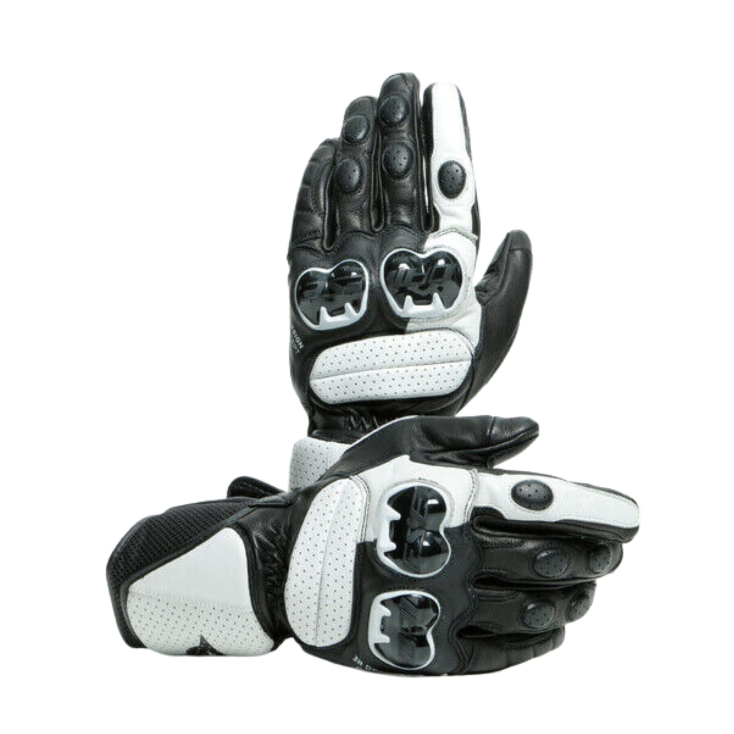 DAINESE IMPETO GOATSKIN LEATHER BLACK WHITE RACE MOTORCYCLE GLOVES