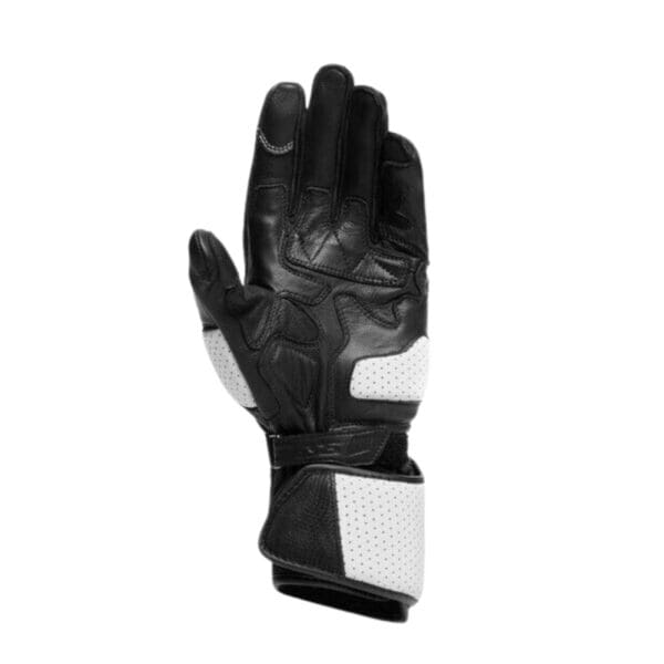 DAINESE IMPETO GOATSKIN LEATHER BLACK WHITE RACE MOTORCYCLE GLOVES