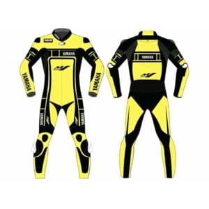 YAMAHA MONSTER ONE PIECE MOTORBIKE LEATHER RACING SUIT YELLOW