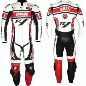 YAMAHA MOTORBIKE LEATHER SUIT FOR MEN AND WOMEN WHITE