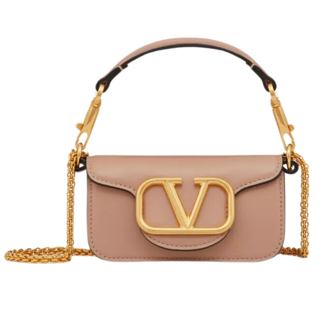 VALENTINO GARAVANI LOCÒ MICRO BAG IN CALFSKIN LEATHER WITH CHAIN