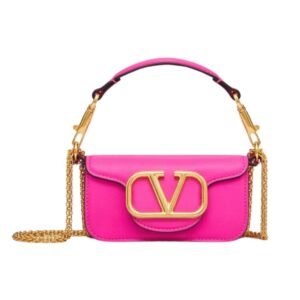 VALENTINO GARAVANI LOCÒ MICRO BAG IN CALFSKIN LEATHER WITH CHAIN