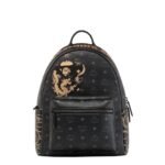 MCM SMALL X BAPE STRAK BACKPACK IN VISETOS BLACK