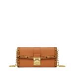 MCM LARGE TRACY CHAIN WALLET IN LEATHERT VISETOS MIX COGNAC