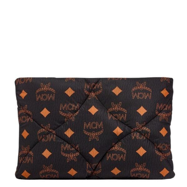 MCM LARGE AREN QUILTED POUCH IN MAXI MONOGRAM NYLON BLACK