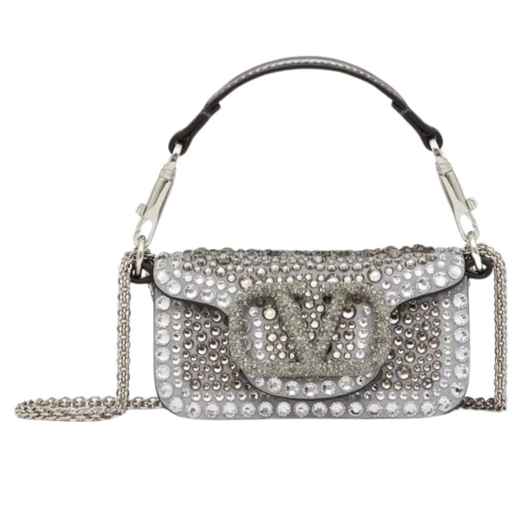 MICRO VALENTINO GARAVANI LOCÒ CHAIN BAG WITH RHINESTONES