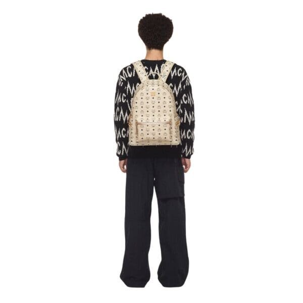MCM MEDIUM STARK SIDE STUDS BACKPACK IN VISETOS BEIGE