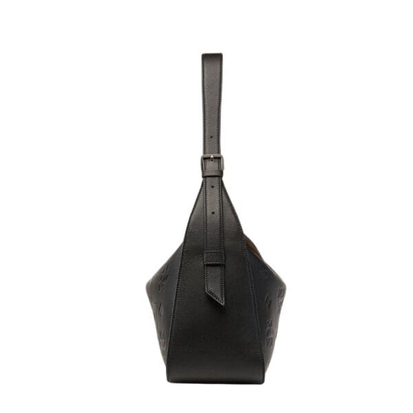 MCM MEDIUM AREN FLAP HOBO BAG IN EMBOSSED MONOGRAM LEATHER BLACK