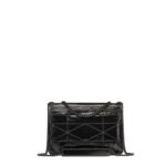 MCM LARGE TRAVIA QUILTED SHOULDER BAG IN CRUSHED LEATHER BLACK