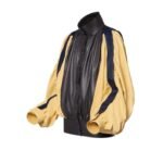 LOUIS VUITTON COLOR BLOCKED GATHERED LEATHER JACKET