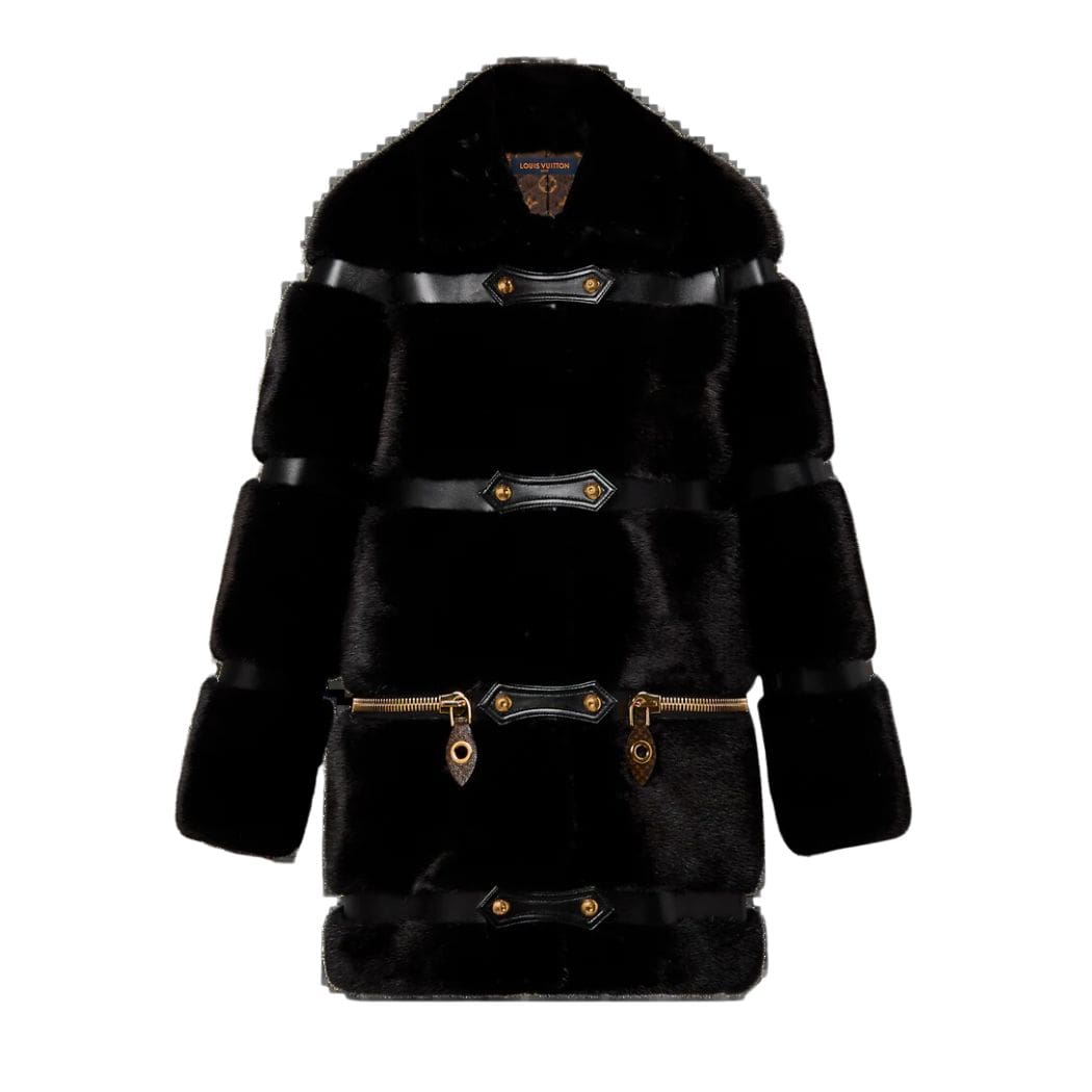 LOUIS VUITON LEATHER STRIP BLACK MINK COAT