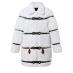 LOUIS VUITON LEATHER STRIP WHITE MINK COAT