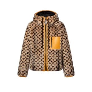 LOUIS VUITTON LEATHER TRIM MONOGRAM MINK JACKET