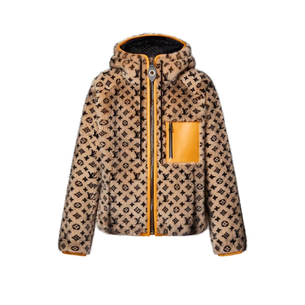 LOUIS VUITON LEATHER TRIM MONOGRAM MINK JACKET