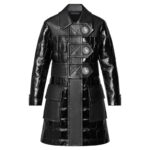 LOUIS VUITTON MIXED LEATHER STUD BUTTON COAT