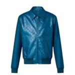LOUIS VUITTON MONOGRAM EMBOSSED LEATHER AND WOOL BLOUSON