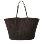 BRUNELLO CUCINELLI TECHNO COTTON RAFFIA SHOPPER BAG WITH MONILI