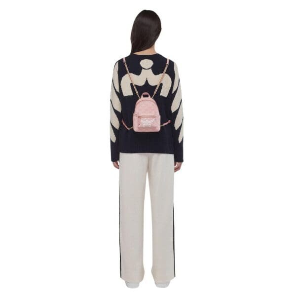 MCM MINI STARK BEBE BOO BACKPACK IN LAURETOS PINK