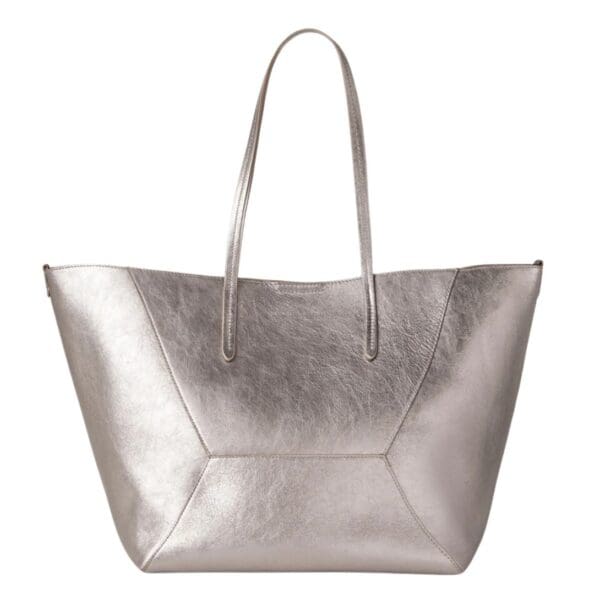 BRUNELLO CUCINELLI LAMÉ CALFSKIN SHOPPER BAG WITH MONILI
