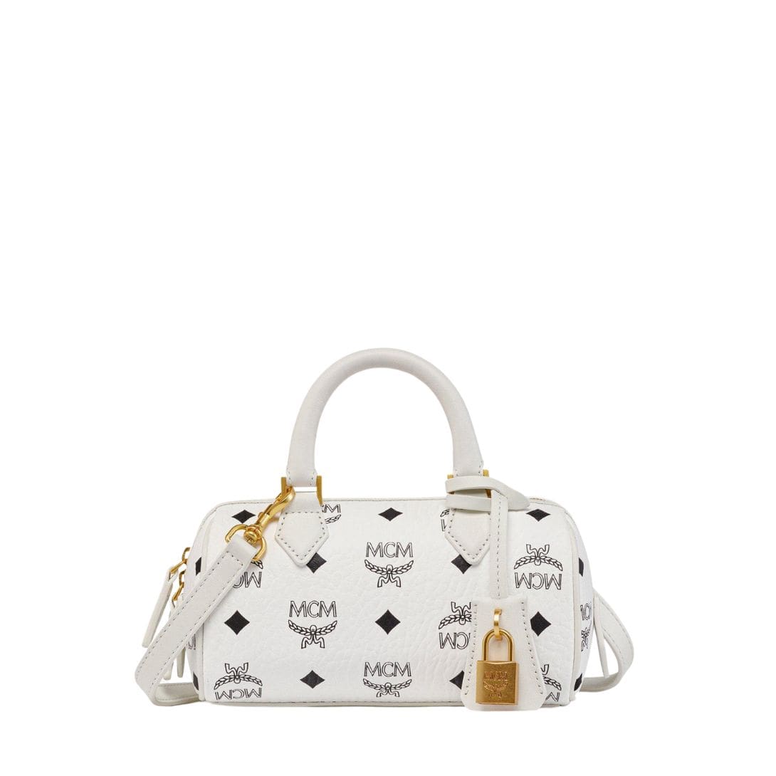 MCM MINI ELLA BOSTON BAG IN VISETOS WHITE